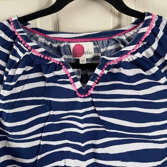 Mini Boden Girls Zebra Animal Print Dress, Navy w/ Hot Pink Details Sz 11-12 - Picture 4 of 15